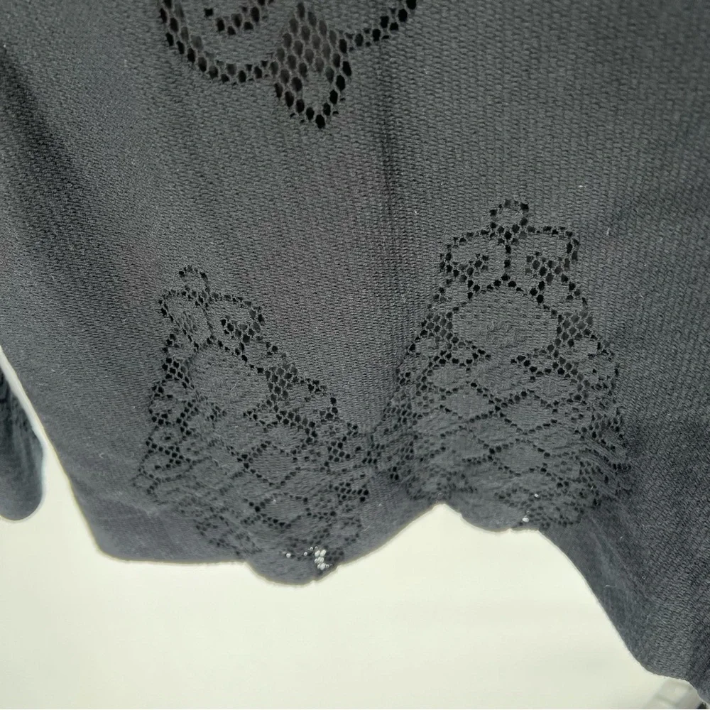 Kobi Halperin Black‎ Eyelet Wide Leg Lined Black Pants Sz Small